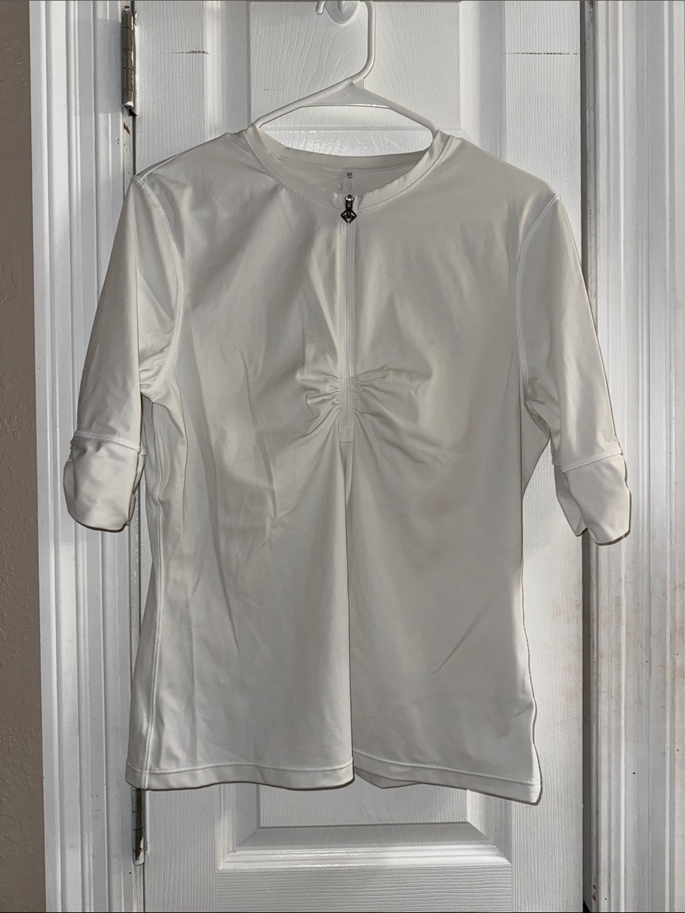 Prana Size Large Perry Lightweight White Half Zip Sun Top